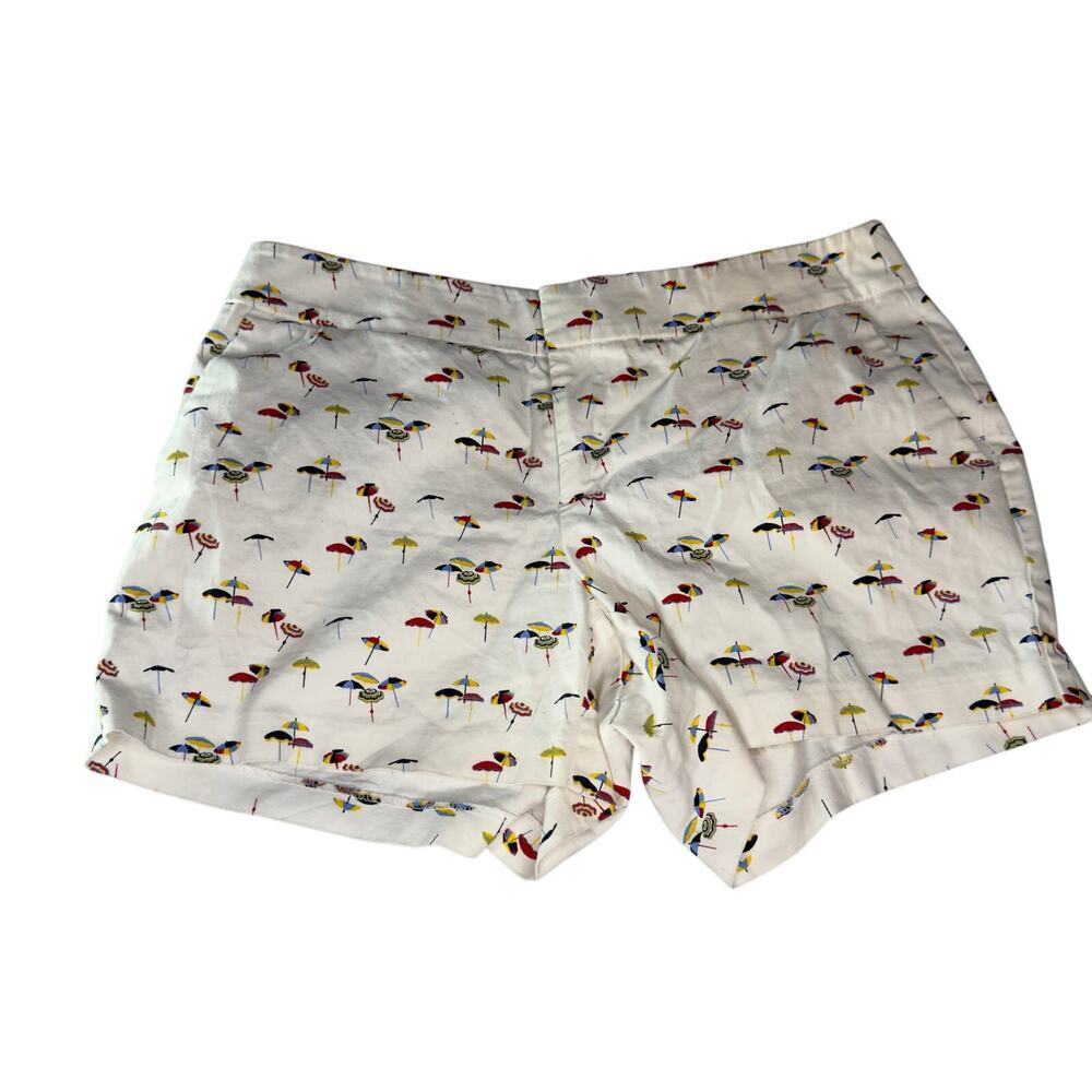 Maison Jules sz 4 Women's Shorts Beach Umbrellas White Multi Color Pockets